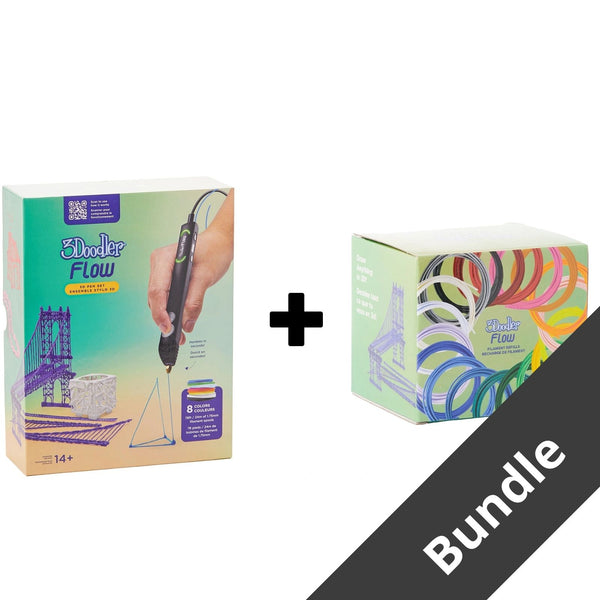 3Doodler Flow Essentials 3D Printing Pen Set + 1x Flow Refill